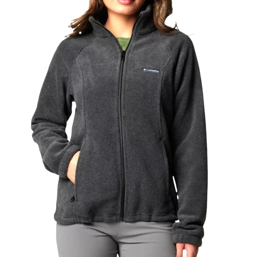 COLUMBIA Benton Springs Fleece Jacket CHARCOAL HEATHER DARK GRAY Full Zip SIZE S